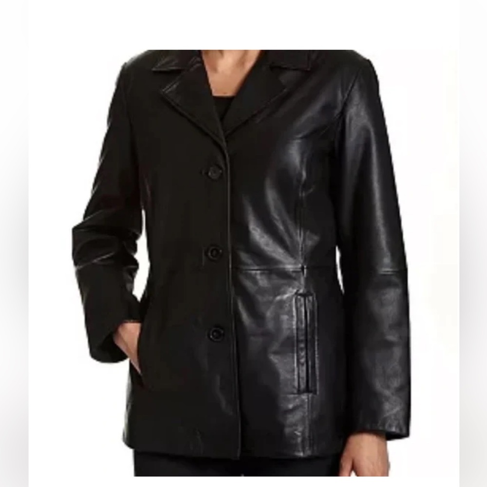 Adler Collection Women's Soft  Black Lambskin Leather Jacket Size Large